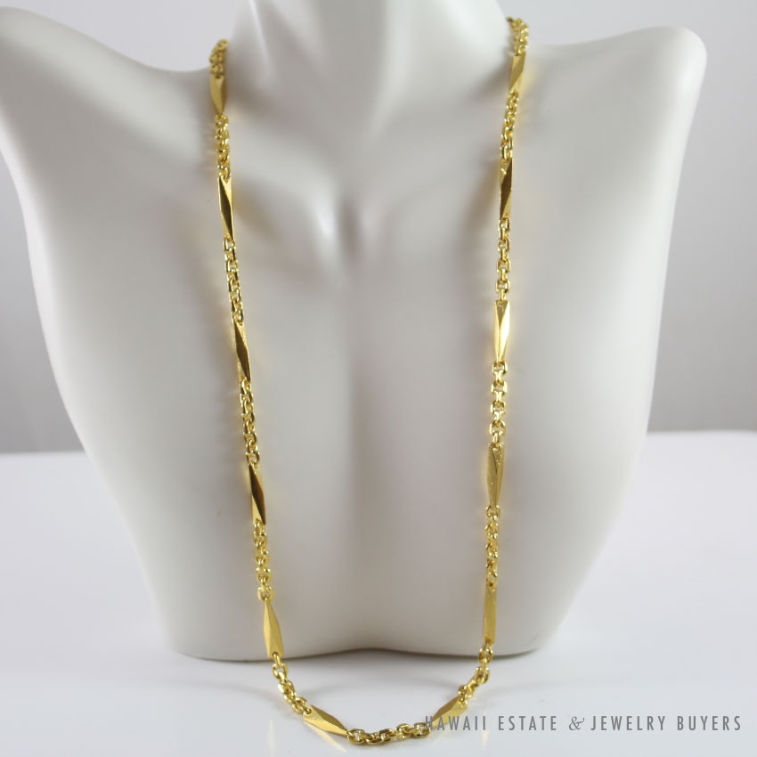 22K YELLOW GOLD CHINESE HEAVY SOLID 43g CHAIN NECKLACE 18