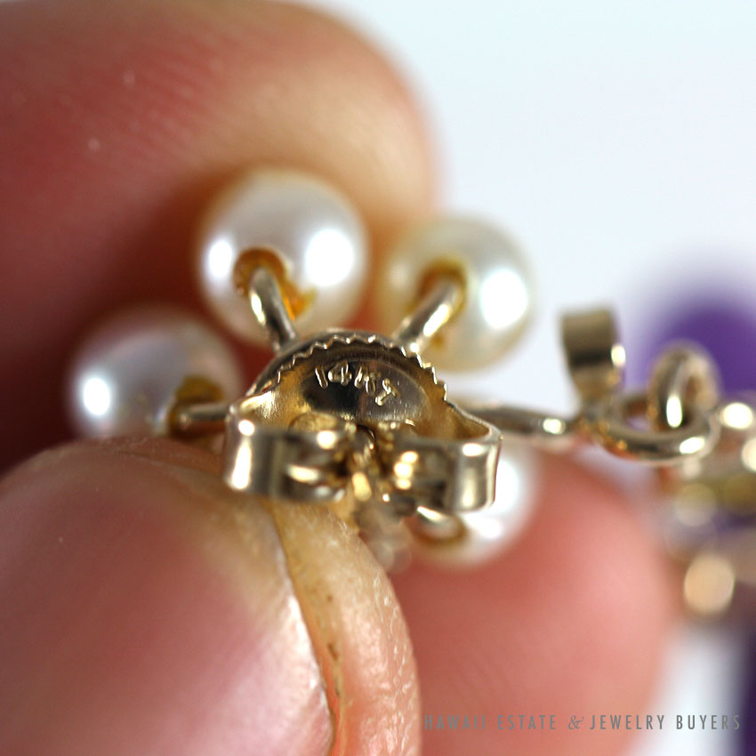 Vintage Screw-Back Pearl Earrings 14K Yellow Gold