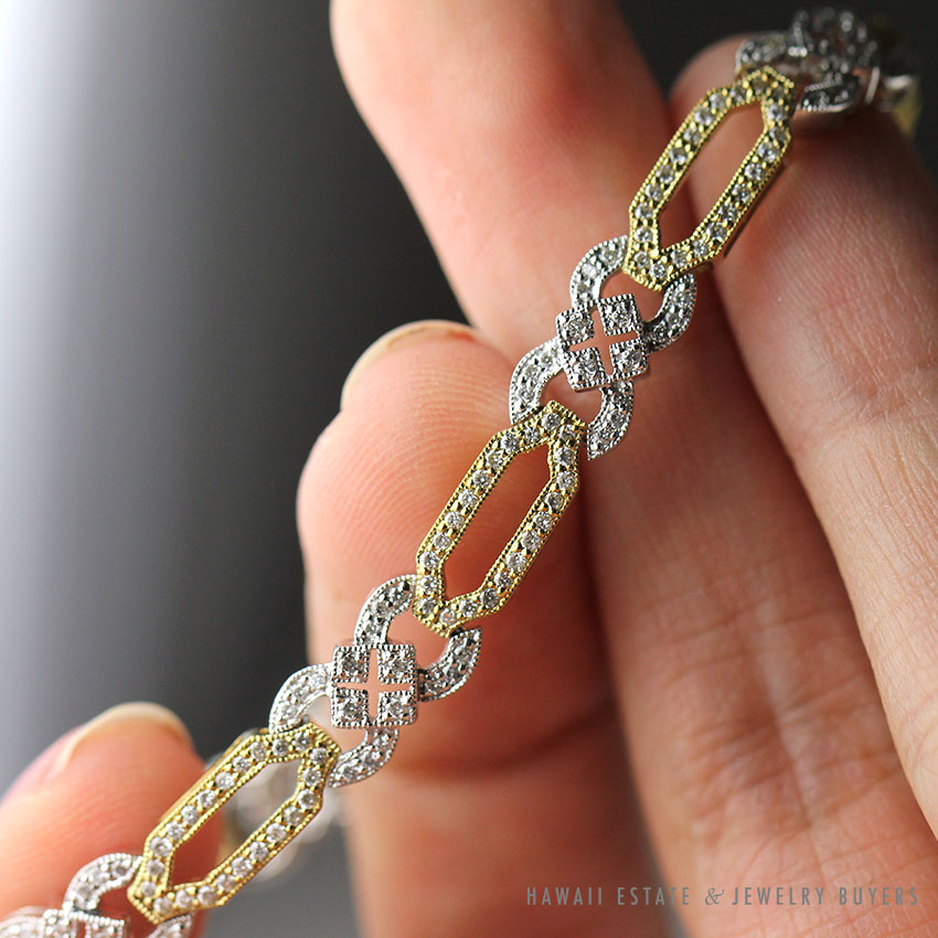 Rose & White Gold Diamond Bangle Bracelet 18K, .15 Carat, Women's, by Ben Bridge Jewelers