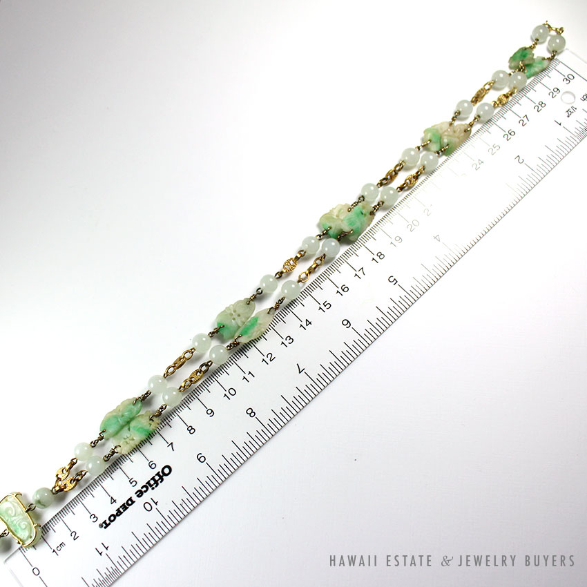 NATURAL APPLE-GREEN SPLASH MUTTON FAT JADEITE JADE BEAD & CARVED ...