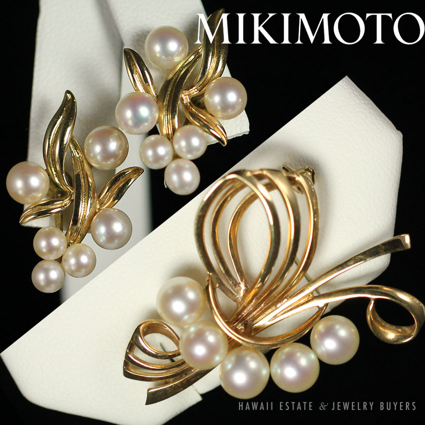 Mikimoto Pearl and Sapphire Ring in 18k White Gold